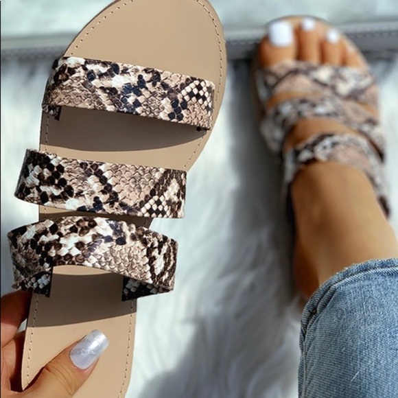 Snakeskin Multi Strap Sandals Size 39 - Picture 3 of 5